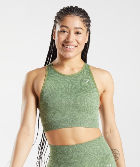 Women's Gymshark Adapt Animal Seamless Sports Bra Green | CA 036AN7